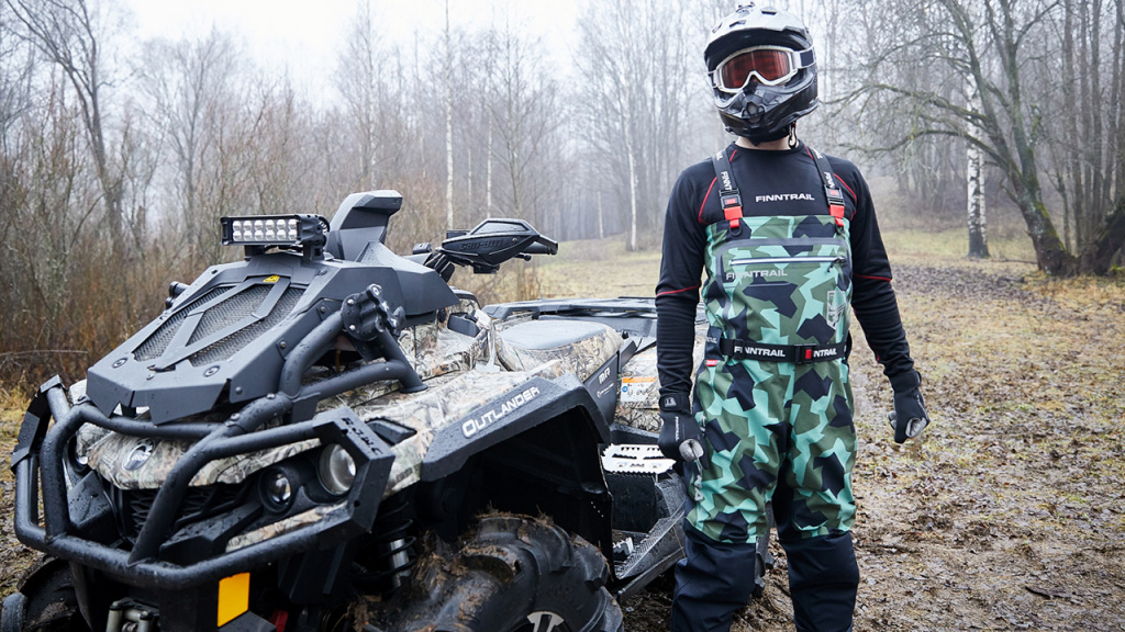 atv rider in waterproof waders