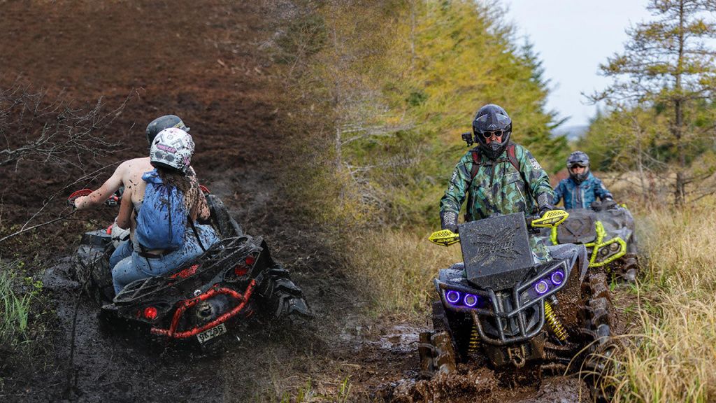 casual clothing and mud riding gear
