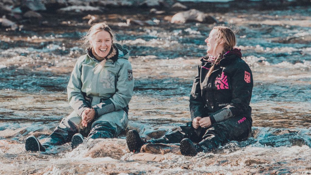 two women in water