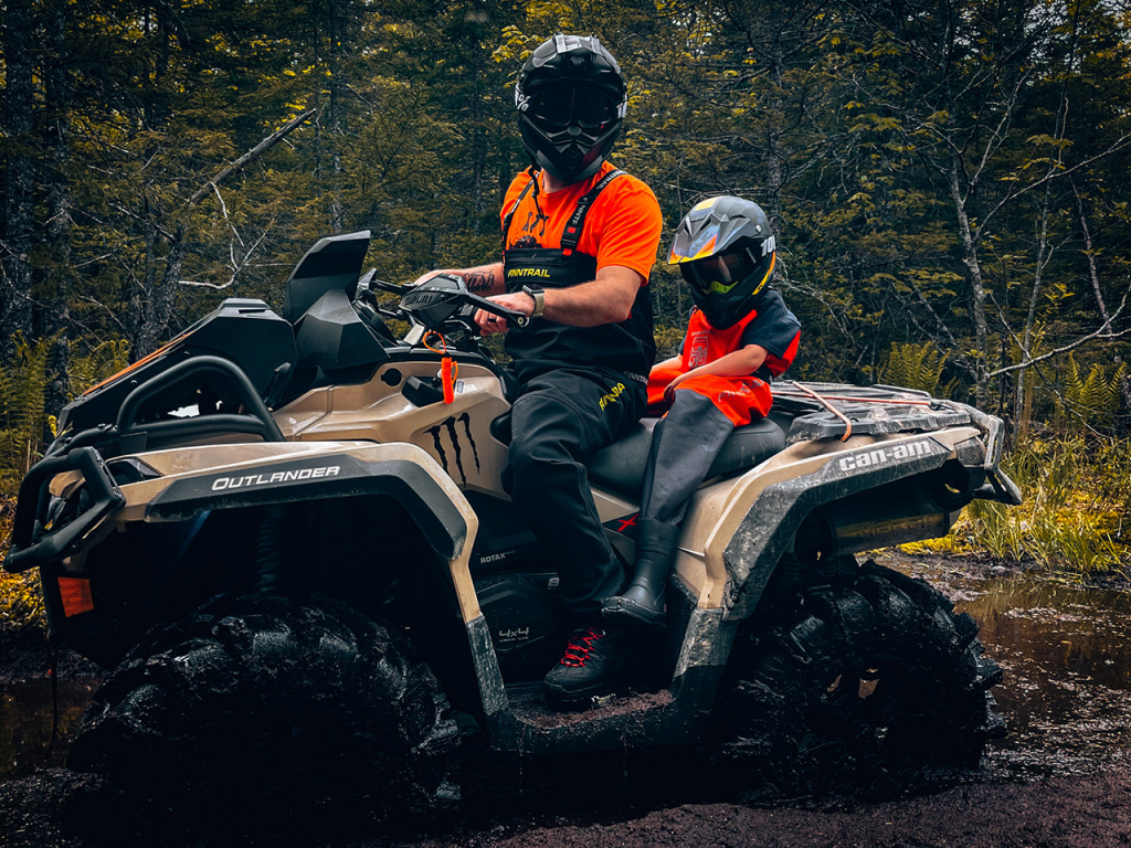 riding atv with passanger