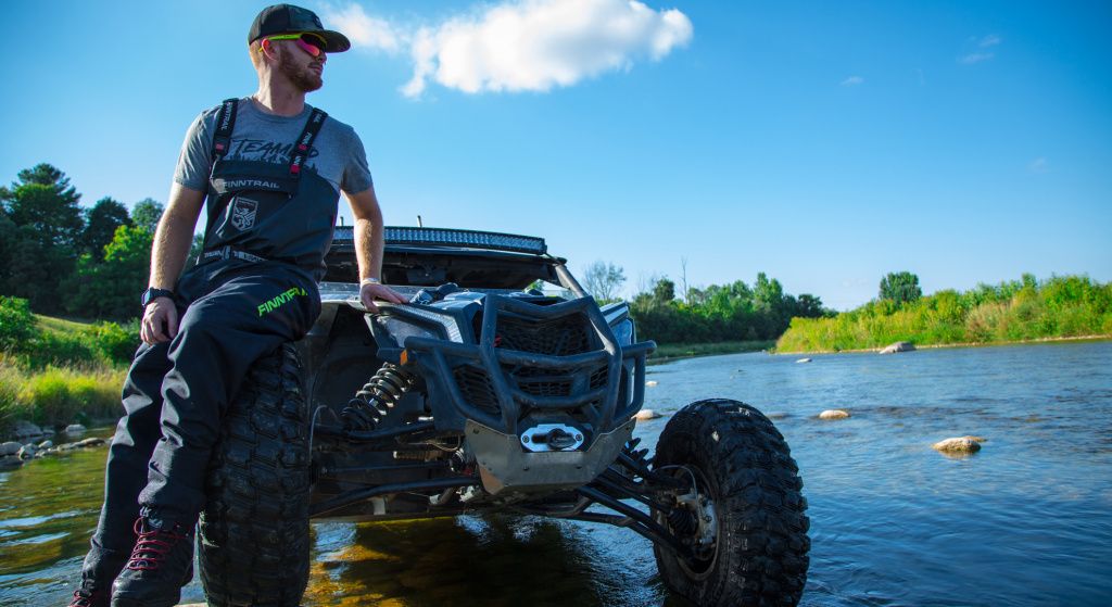 a man wearing waders