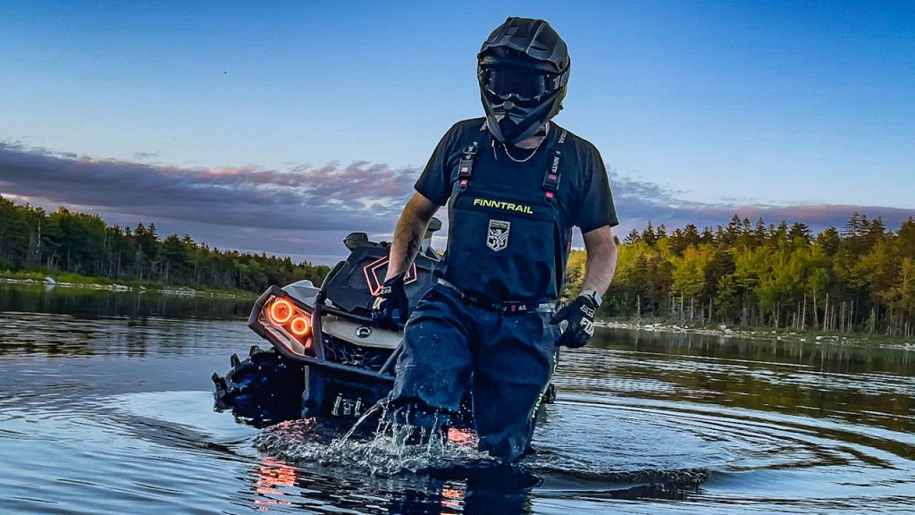 atv rider in waders 